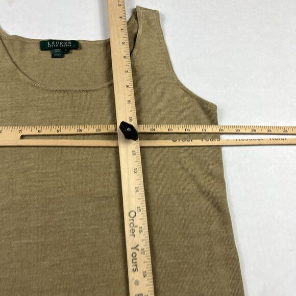 Lauren Ralph Lauren Womens Silk Sweater Tank Gold Knit Sleeveless Knit Top Large - Picture 7 of 9